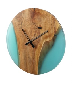 High Quality Modern Blue Epoxy Resin Wood <b>Hand</b> Modeled Angel Theme Wall <b>Clock</b> Best Quartz Needle Display Living Room Home - Product Image 4