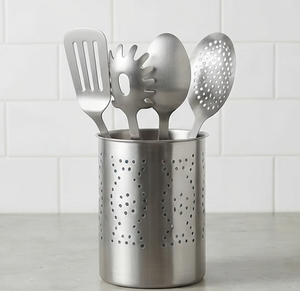 Porte-ustensiles en acier inoxydable, support de rangement de cuisine cylindrique, design minimaliste, résistant à la rouille, organisateur d'ustensiles - Product Image 4