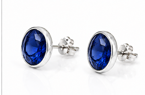 Natural Blue Sapphire <b>Silver</b> <b>Stud</b> Earrings – Faceted Blue Sapphire Gemstone Earrings – Handmade September Birthstone Jewelry - Product Image 3