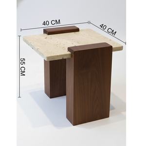 Mesa auxiliar contemporánea con tablero de travertino para sala de estar B2B de la India - Product Image 3