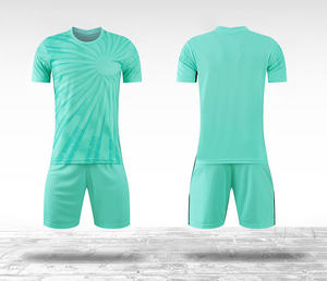 Ensemble de maillots de football personnalisés pour hommes, vert, manches courtes, sublimé, respirant, anti-transpiration, séchage rapide, coupe athlétique, uniforme d'été - Product Image 6