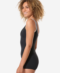 Maillot de bain une pièce noir de haute qualité pour femme, bretelles spaghetti, taille haute, séchage rapide, couleur unie, fermeture éclair sur le devant, printemps-été - Product Image 3