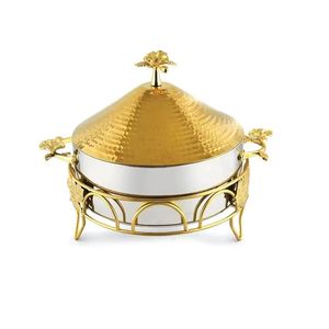 หม้ออุ่นอาหารสแตนเลสอย่างดีพร้อมฐานไม้ ภาชนะเสิร์ฟบุฟเฟ่ต์ตกแต่งสวยงาม ภาชนะสำหรับจัดเลี้ยง - Product Image 5