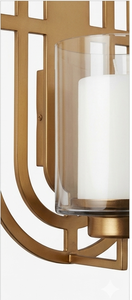Modern Minimalist Iron <b>Wall</b> <b>Sconce</b> Candle Holder with Glass Hurricane Gold Finish Geometric <b>Wall</b> Art Luxury Home Decor - Product Image 4