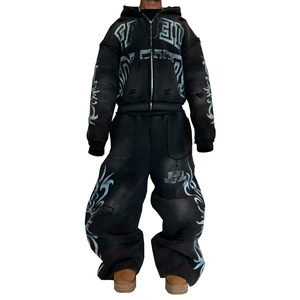 Custom 100% Casual Knitted Heavyweight Baggy Fleece Tracksuit Jogging Suit Hoodie and <b>Sweatpants</b> <b>Sets</b> Men - Product Image 5