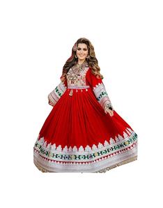 Robe de mariage traditionnelle africaine Kuchi, robe de fête trois pièces en velours brodé de pièces rouges 2023 - Product Image 1