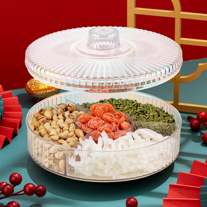 Plateau à bonbons rond Hokori à 4 compartiments, plat de service en plastique vierge pour collations, fruits secs et décoration de Tet - Product Image 5