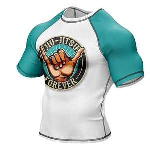 Custom Short Sleeve BJJ Rash Guard Men's Compression Shirt Jiu Jitsu MMA Martial Arts Training Top Sublimation Gym Wear - Product Image 3