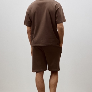 Shorts et T-shirt Athlétiques Vintage Oversize en Polyester Imprimé Personnalisé, Anti-Plis, Impression Numérique, Logo Avant, Rose Bébé, Cordon de Serrage - Product Image 1