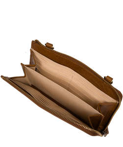 Bolso Bandolera de Cuero Genuino para Mujer, Estilo Minimalista Marrón con Correa Ajustable y Cierre de Cremallera, Logotipo Personalizado Disponible - Product Image 4