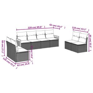 Ensemble de canapés de jardin en polyrotin gris 8 pièces avec coussins, collection de meubles de patio - Product Image 6
