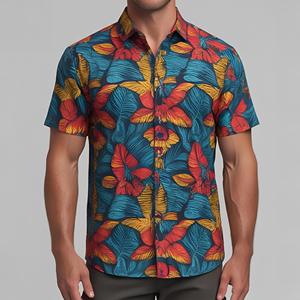 Camisa Hawaiana para hombre cómoda y elegante personalizada 2025, camisa informal de manga corta con estampado de hojas tropicales, ropa de playa, Camisa estampada para hombre - Product Image 2