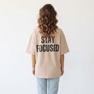T-shirt oversize pour femme, décontracté, 100% coton, manches courtes, imprimé, épaules tombantes, poids lourd 320GSM - Product Image 3