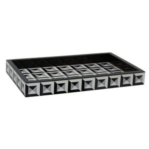 Indian Handcrafted <b>Black</b> White Wood Rectangle Eco-Friendly American Style Best Quality Food Serving Decorative Purpose Tray - Product Image 3