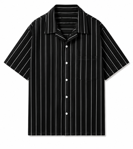 เสื้อเชิ้ตลำลองแขนสั้นลายทางสำหรับผู้ชาย ปกพับได้ ใส่ได้ในฤดูร้อน - Product Image 5