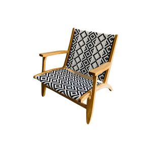 Fauteuil d'appoint extérieur moderne en teck écologique avec revêtement en tissu tressé pour salon et restaurant d'hôtel - Product Image 6