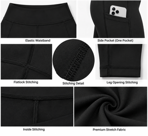 Women High Waist Seamless Yoga <b>Leggings</b> With Pockets Full Length Black Spandex Polyester Four-Way Stretch Workout yoga <b>legging</b> - Product Image 5