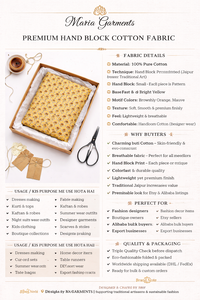 Tela de algodón premium de 60x60 cm con estampado a mano de Jaipur, diseño floral, textil indio hecho a mano para la fabricación de prendas personalizadas. - Product Image 5