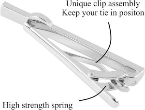 Metal Tie <b>Clip</b> With Unique <b>Clip</b> Assembly And High Strength <b>Spring</b> Durable Design For Men Crystal - Product Image 4