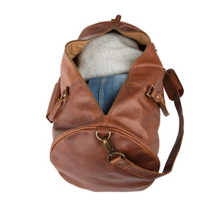 Leather Design Men Leather <b>Duffel</b> <b>Bag</b> Outdoor Travel Sports <b>Bag</b> With Large Storage Capacity And Durable - Product Image 4