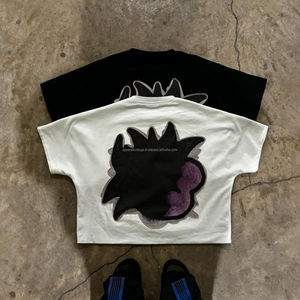 Venta al por mayor de encargo de peso pesado 100% algodón recortada Camiseta de gran tamaño de impresión Hip Hop gráfico camisetas ajustadas boxy fit camisetas de los hombres - Product Image 5