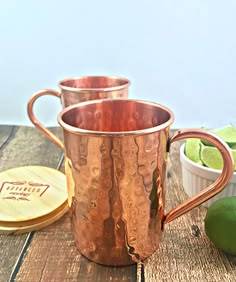 Copper cocktail mug set for elegant mocktail presentations hammered finish metal cups durable reusable kitchen party mugs - Product Image 5