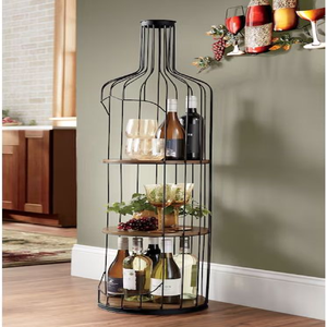 Panier suspendu en métal orné, porte-bouteille unique avec suspension en chaîne rustique, disponible à prix de gros. - Product Image 4