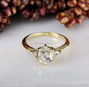 IGI/GIA Lab Grown Cut Diamond <b>Vintage</b> 14k Yellow Wedding/Engagement <b>Ring</b> Unisex Fine White <b>Gold</b> for Anniversary Party-Worthy - Product Image 2