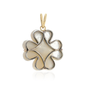 Pendentif Cœur en Diamant Naturel et Nacre sur Or Jaune 14 carats avec Dos en Argent 925 - Product Image 3