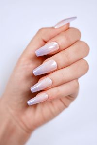 Faux ongles artificiels longs forme cercueil ballerine, fabrication OEM ODM, blanc laiteux personnalisé, vente en gros, ongles à presser effet chrome nacré - Product Image 3