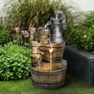 Rustico pavimento esterno a 5 livelli fontana giardino e Patio arredamento con barile e pompa acqua caratteristica - Product Image 4