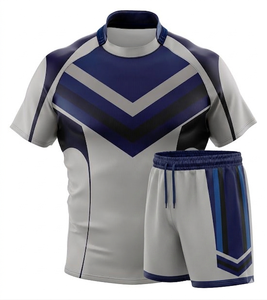 Ensembles d'uniformes de rugby en polyester imprimés par transfert thermique, personnalisés, confortables et respirants, grandes tailles, collection 2026, vente en gros, Front League - Product Image 3