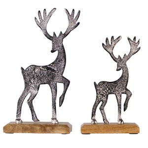 Stylish Metallic Reindeer Sculpture Set with Wooden Base for <b>Christmas</b> Decor and Seasonal Gifting Wholesale From India - Product Image 6