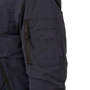 Blouson bomber bleu marine pour homme, à capuche, fermeture éclair, léger, décontracté, avec poignets et ourlet côtelés et plusieurs poches fonctionnelles - Product Image 5
