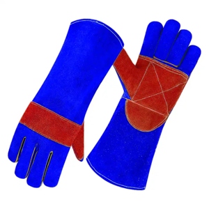 Gants en cuir de vachette résistant à la chaleur, longs, pour la protection des mains contre les étincelles de soudage, gants de sécurité renforcés - Product Image 3