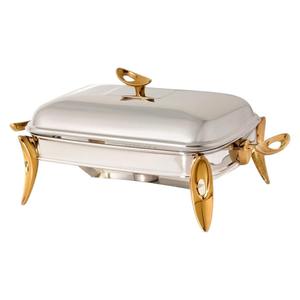 Plat de service ovale moderne en acier inoxydable, écologique et durable, avec couvercle et support à combustible, pour buffet, maintien au chaud des aliments, usage professionnel en restauration, Ramadan - Product Image 1