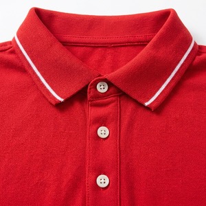 Chemises Polo Homme Personnalisées Rouges en Gros, T-shirts Décontractés à Manches Courtes en Coton, Hauts Polo de Golf Rouges avec Col Contrastant - Product Image 6