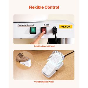 Tornio per Ceramica a 11 Velocità Regolabili (60-300 RPM) con Base Staccabile, Pedale e Funzione di Sollevamento Gambe - Product Image 4