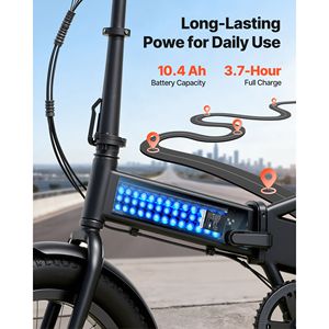 Batterie de vélo électrique pliable 10s4p 14Ah avec moteur 1000W, pack de batteries au lithium 48V 10.4Ah, chargeur 3A, conception détachable - Product Image 3