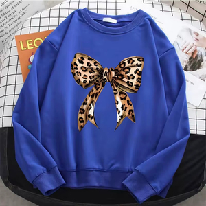 Sweat-shirts à capuche pour femmes, style streetwear professionnel, motifs nœud, cœur, amour, léopard, basiques, chauds, en polaire, doux, à col rond - Product Image 3