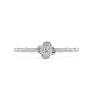 สร้อยข้อมือเพชร Mariner Link สำหรับผู้หญิง – สร้อยข้อมือเพชร Clover แบบเปิดลายฉลุสำหรับผู้หญิง รุ่น Pavé Rail & Double Cable Chain – ลายดอกไม้แบบสล็อต - Product Image 5