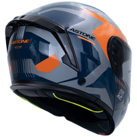 Casque de moto modulaire rabattable RT6 neuf en ABS avec graphisme KALIMA, garantie 1 an par ASTONE, finition bleu argenté brillant
