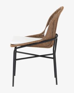 Chaise de jardin en rotin tressé d'extérieur avec pieds en métal, siège rembourré, chaise de salle à manger moderne pour hôtel et villa - Product Image 3