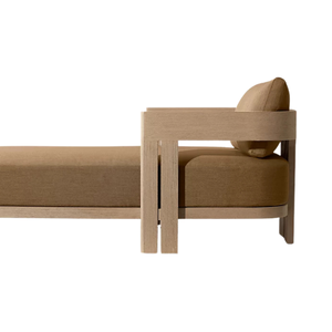 Hot Sale The Plaza Luxury Modern Minimalist teak Outdoor Daybed <b>Sofa</b> With Thick Armrest Cushion Lounge Chair Contemporary - Product Image 5