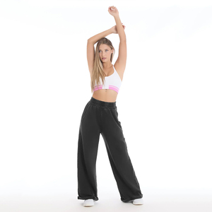 Joggers pour femmes de haute qualité, délavés à l'acide, à jambe large, à ourlet déchiré, délavés à la pierre - Product Image 5