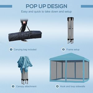 Gazebo Pop-up da Esterno 10x10 Blu Chiaro a Montaggio Istantaneo con 4 Pareti Laterali in Rete per Feste - Product Image 5