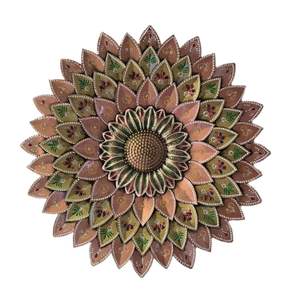 Décoration murale en métal, fleur, violet clair, style bohème circulaire, décoration artisanale pour la maison, taille moyenne - Product Image 4