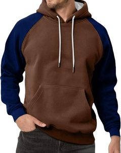 Sweat-shirt à capuche pour homme, manches raglan, tissu FRENCH TERRY, couleur unie, poche, style décontracté, tricoté, coupe classique, style automne - Product Image 5