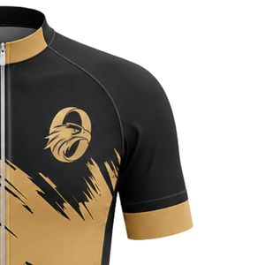Men's Black Gold Zipper Sublimation Print <b>Cycling</b> Jersey Short Sleeve Bike Riding Shirt Athletic Outdoor Sports Clothing - Product Image 3