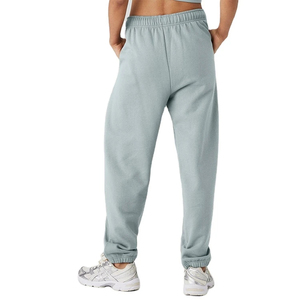 Pantalon de survêtement d'hiver pour femme, taille haute élastique, devant plat, coupe ample, en coton et élasthanne avec poches latérales, fournisseur en gros - Product Image 2